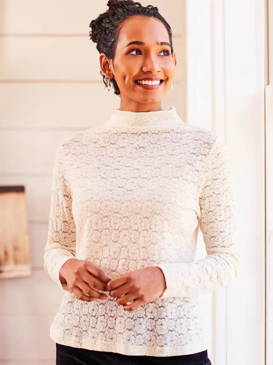 Amelie Mock Turtleneck - Ecru