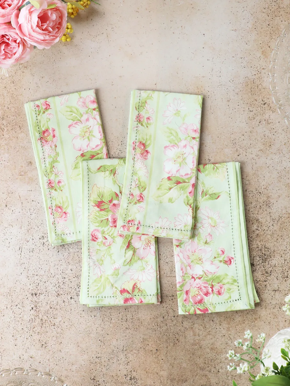 Apple Blossom Luncheon Napkin Set of 4 - Light Green