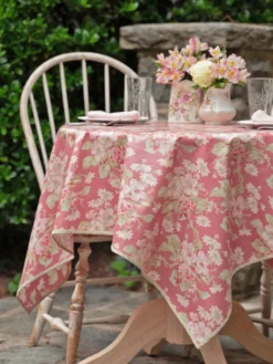 Apple Blossom Oilcloth Tablecloth - Rose