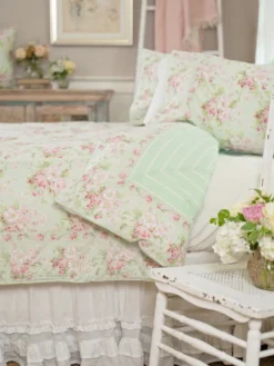 Apple Blossom Queen Duvet Pillowcase Set - Light Green