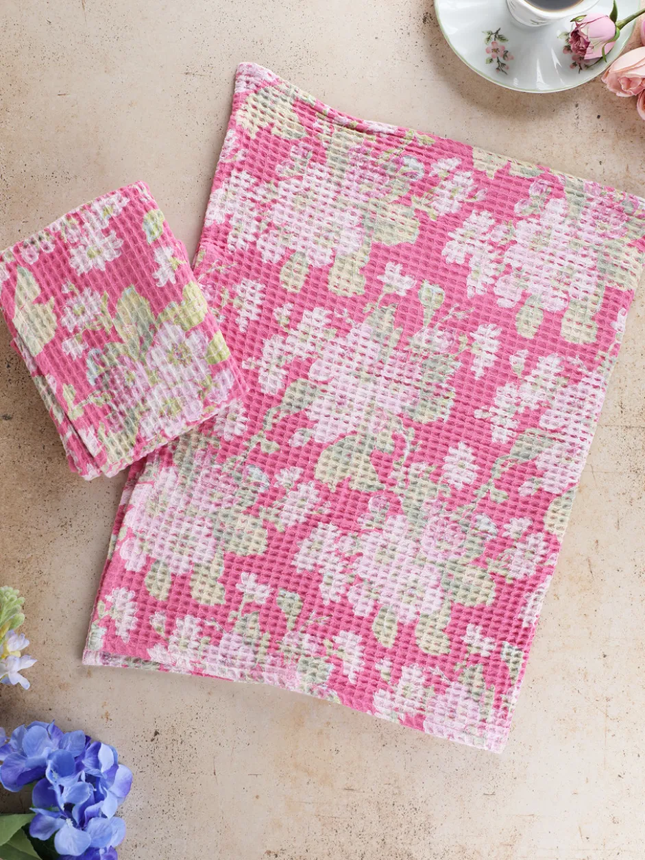 Apple Blossom Tea Towel Set of 2 - Pink