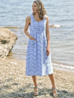 Ariel's Eyelet Porch Dress - Blue
