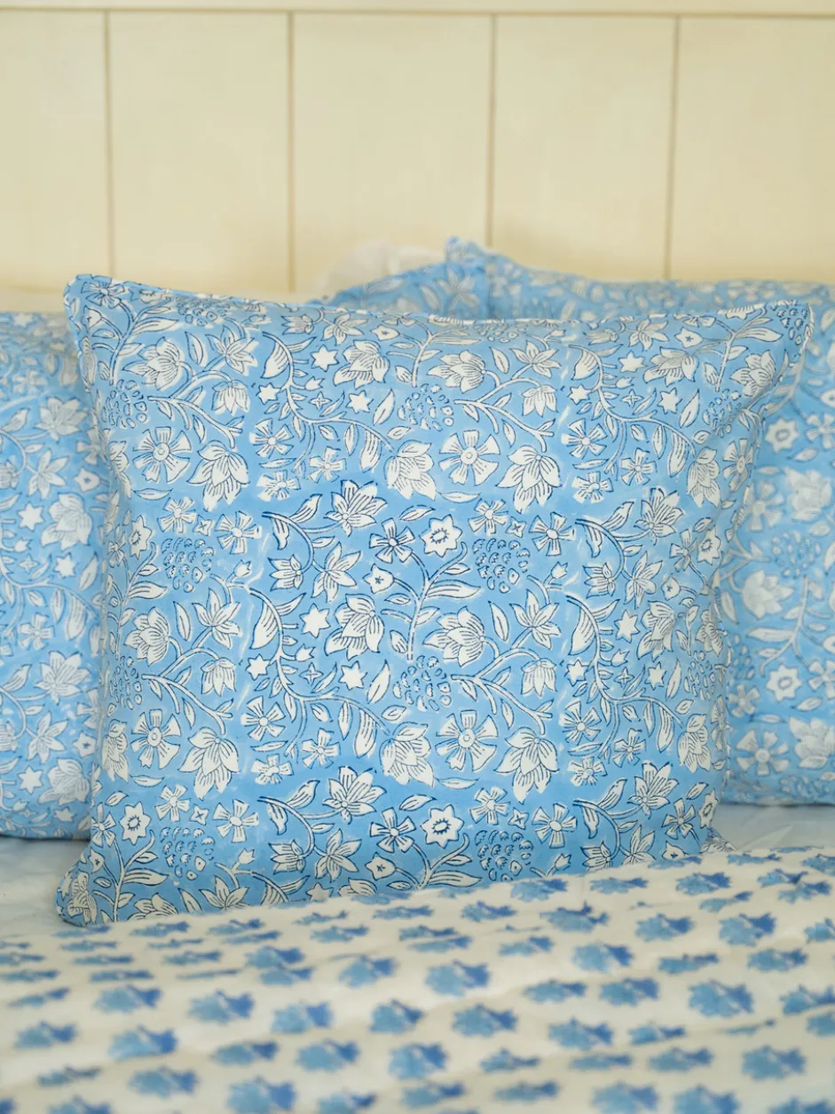 Bailey Block Print Cushion Cover - Blue