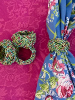 Beaded Braid Napkin Ring Set of 4 - Bright