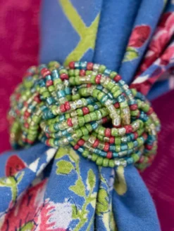 Beaded Braid Napkin Ring Set of 4 - Bright
