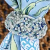 Beaded Braid Napkin Ring Set of 4 - Blue
