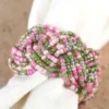 Beaded Braid Napkin Ring Set of 4 - Pink Yellow