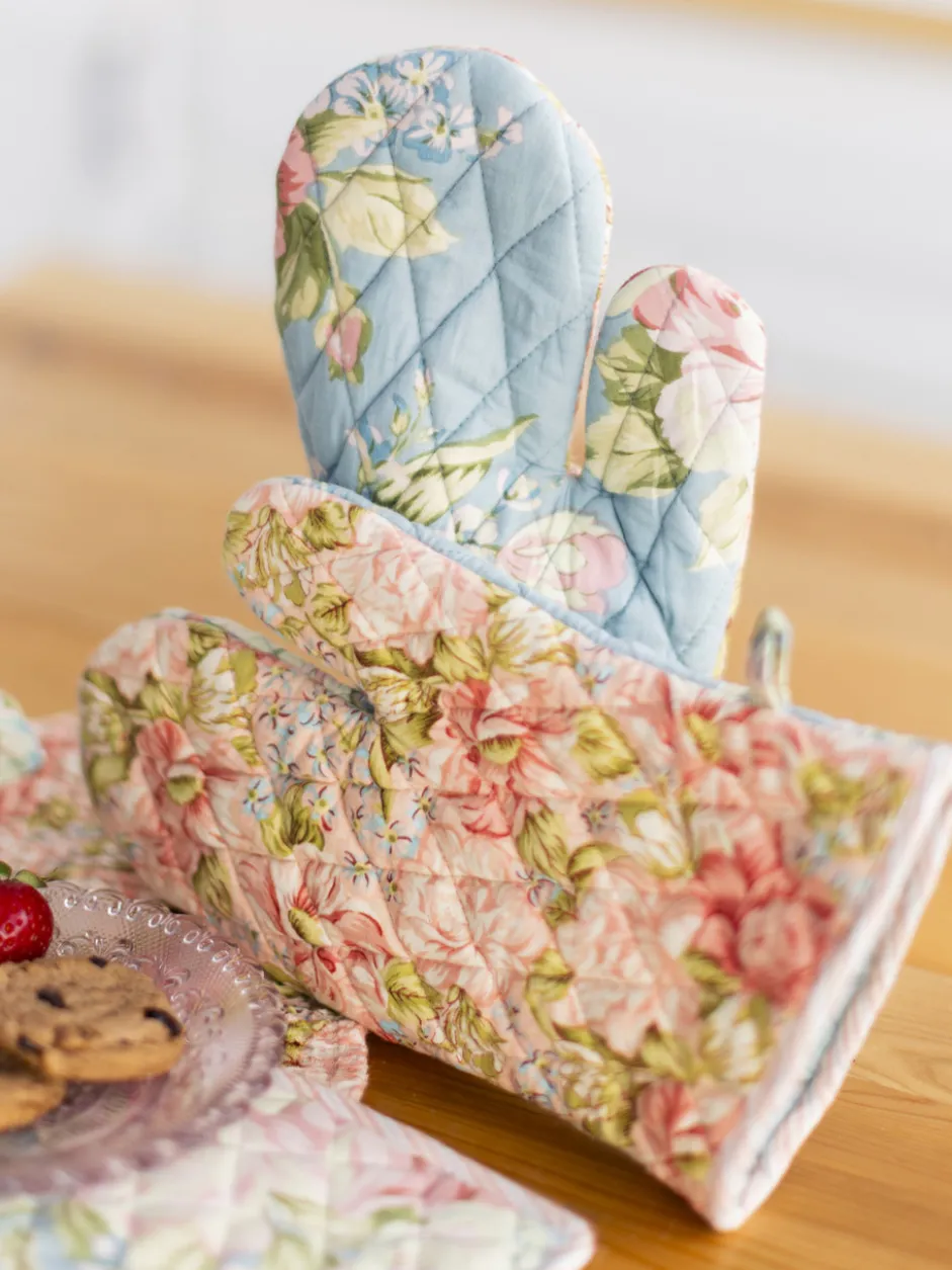 Blanche Patchwork Oven Mitt Set of 2 - Mist