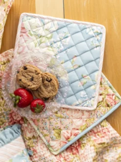 Blanche Patchwork Potholder Set of 2 - Mist