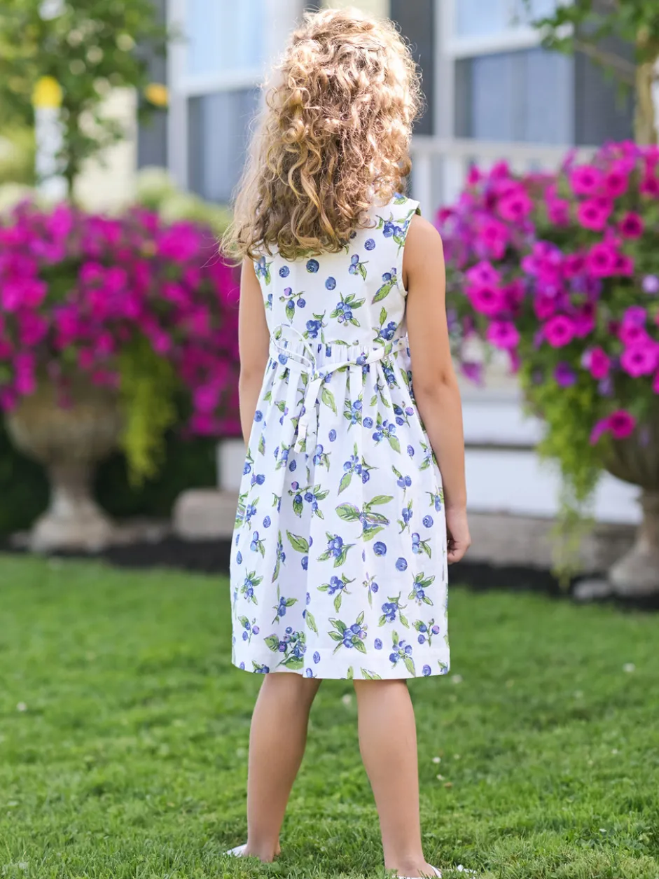 Blueberry Kids Dress - Blue White