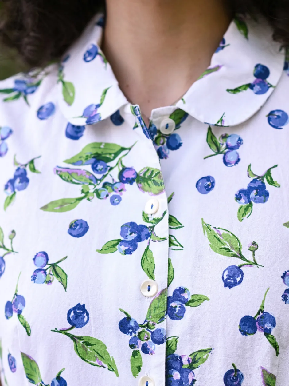 Blueberry Porch Dress - White Blue