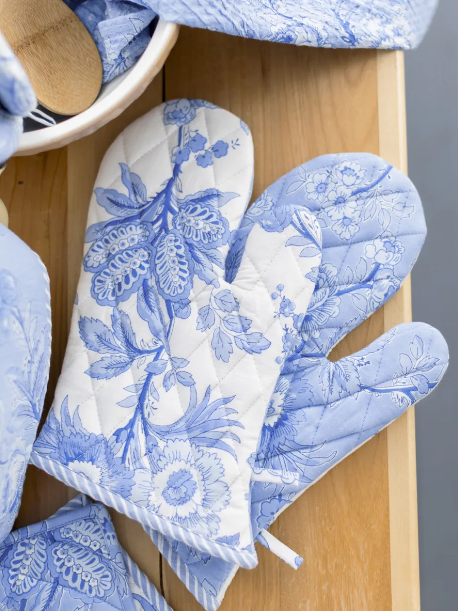 Blue Skies Patchwork Oven Mitt Set of 2 - Blue
