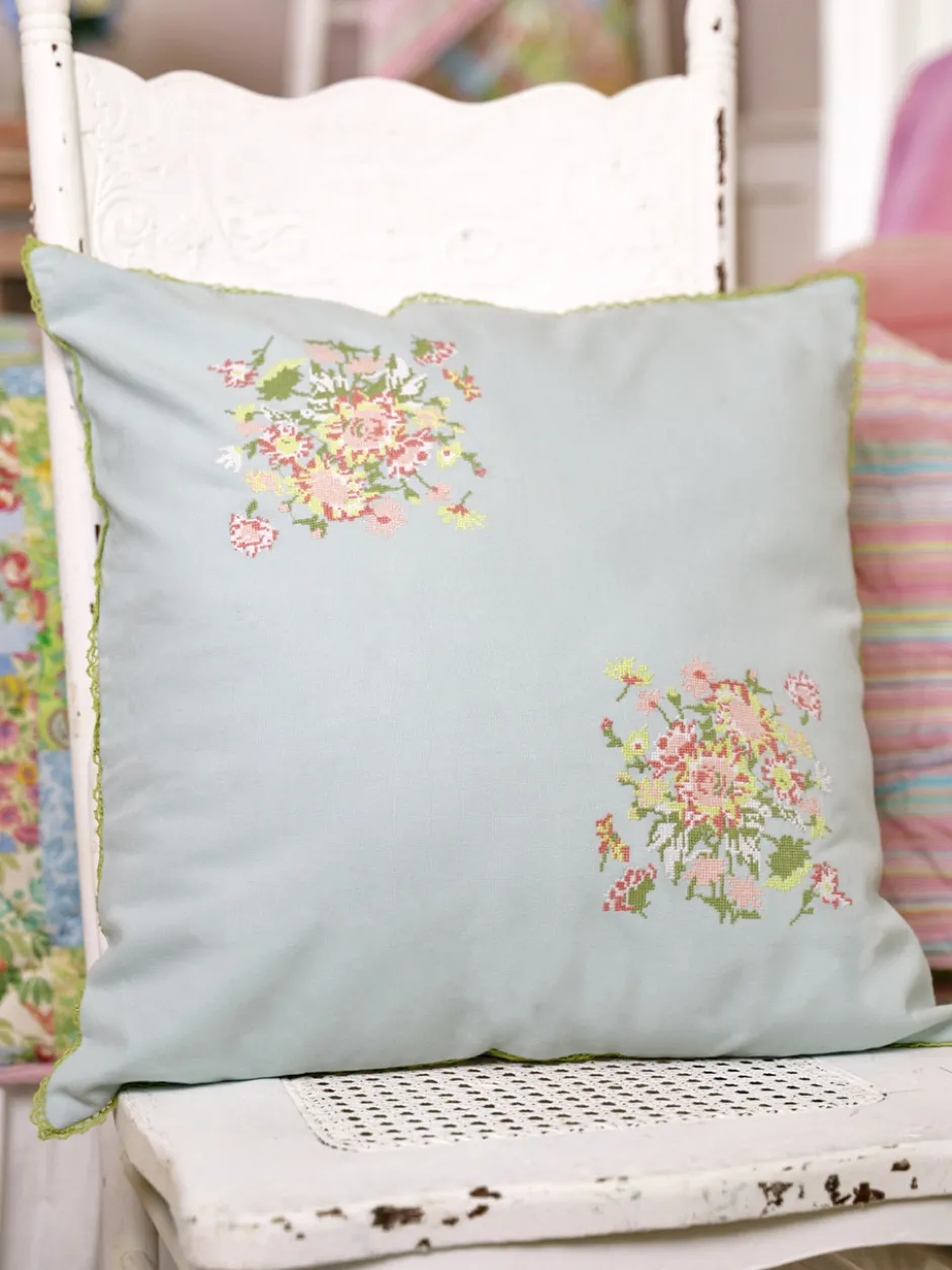 Bouquet Cushion Cover - Aqua