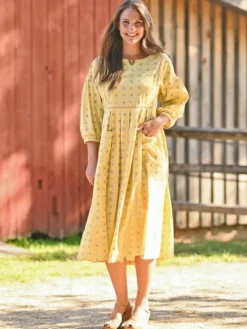 Calais Fleur Dress - Soft Gold