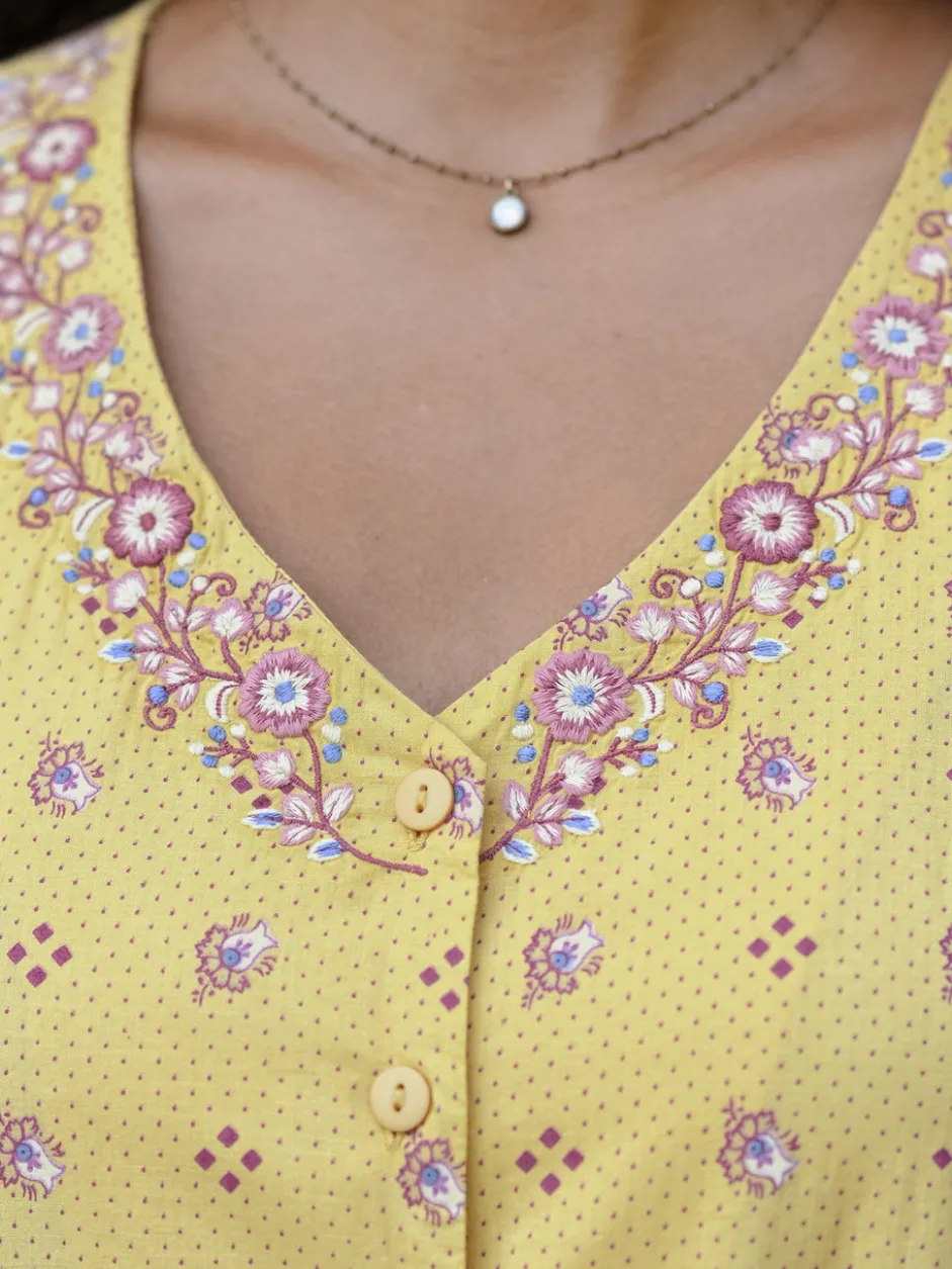 Calais Fleur Sundress - Soft Gold