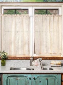 Camelia Cafe Curtain Set of 2 - Natural