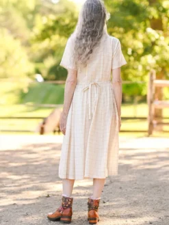Chalet Check Classic Dress - Dark Ecru Sage