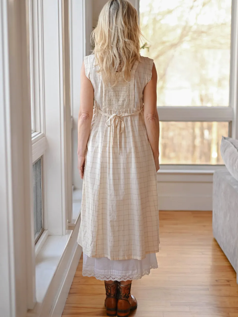 Chalet Check Tea Dress - Dark Ecru Sage