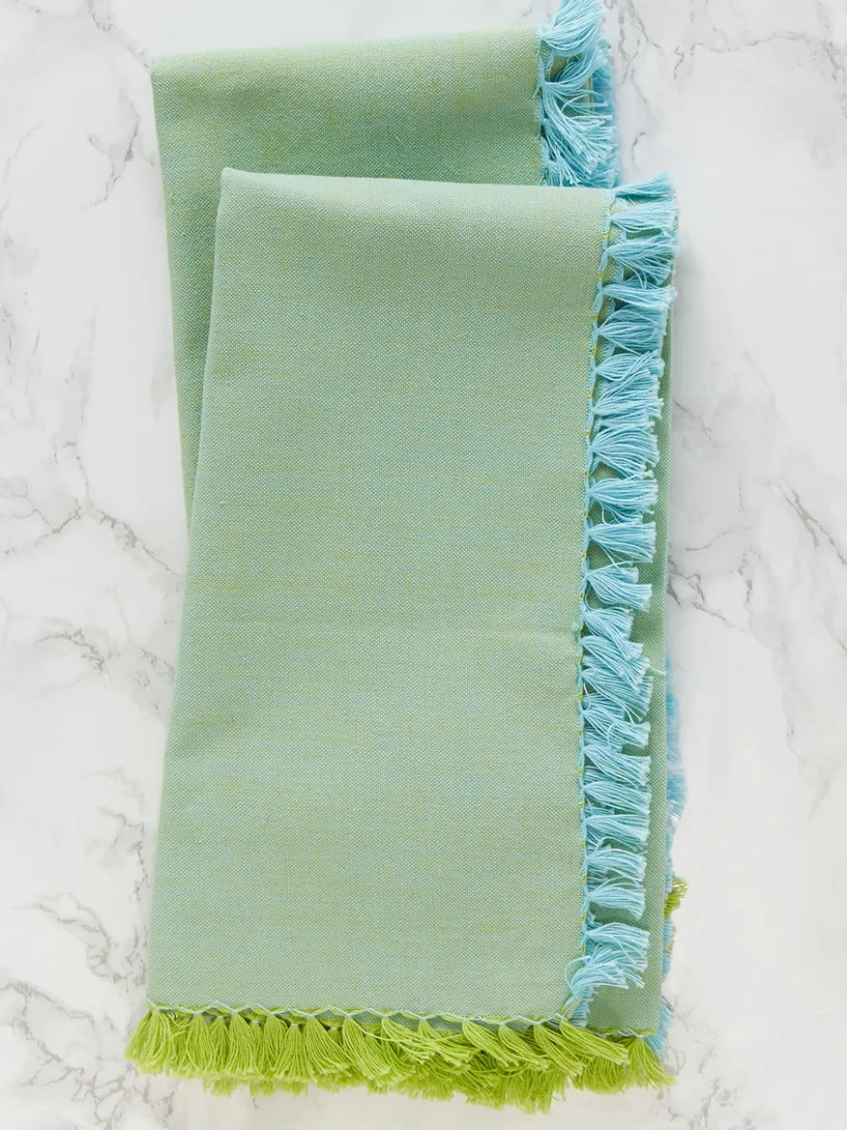 Chambray Napkin Set of 4 - Aqua/Green