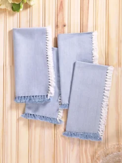 Chambray Napkin Set of 4 - Blue White