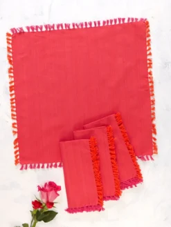 Chambray Napkin Set of 4 - Pink/Orange