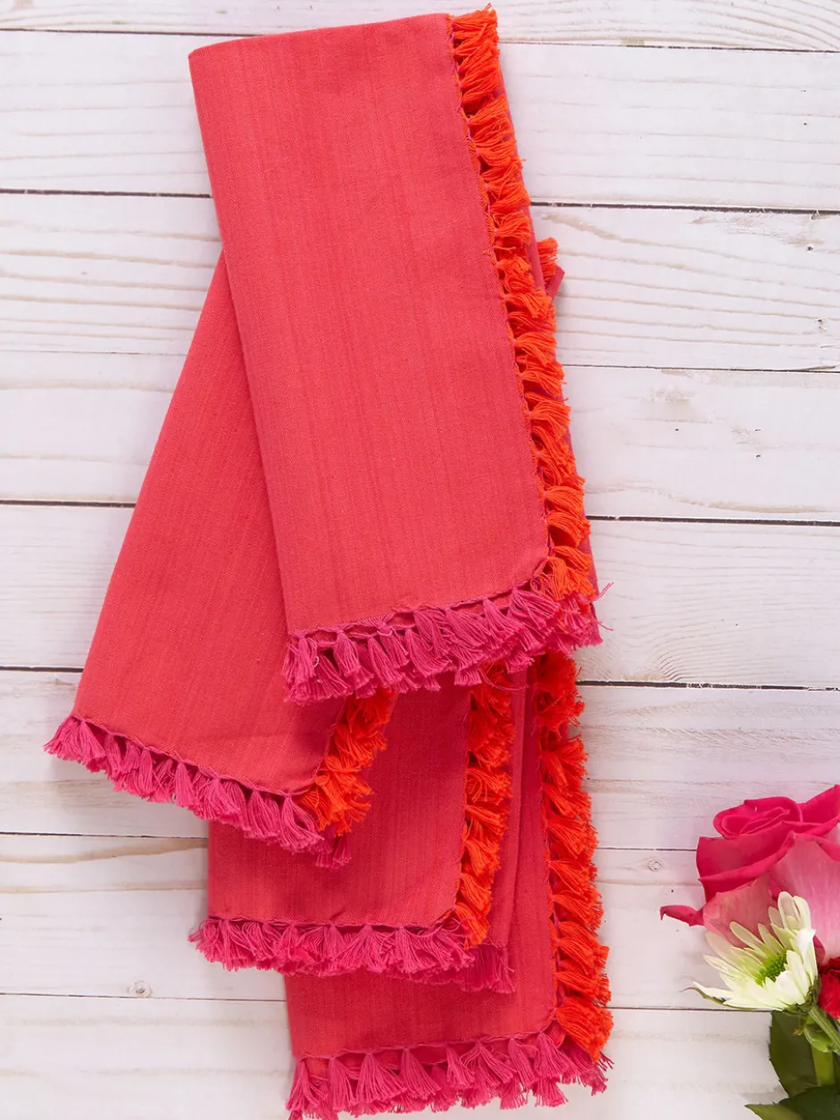 Chambray Napkin Set of 4 - Pink/Orange