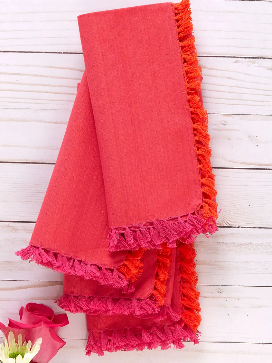 Chambray Napkin Set of 4 - Pink/Orange