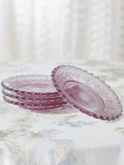 Chantilly Glass Plates Set of 4 - Amethyst
