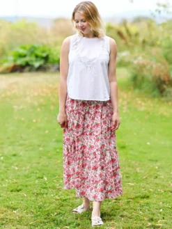 Charleston Skirt - White Pink
