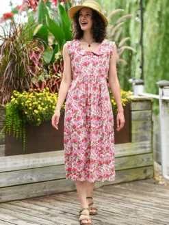 Charleston Tea Dress - White Pink