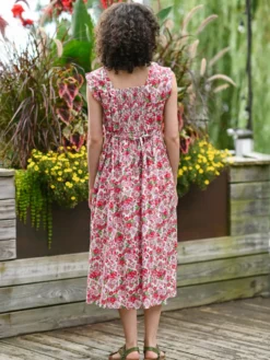 Charleston Tea Dress - White Pink
