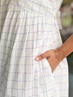 Charlotte Check Embroidered Dress - Plum Check