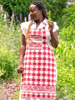 Charm Jacquard Chef Apron - Red