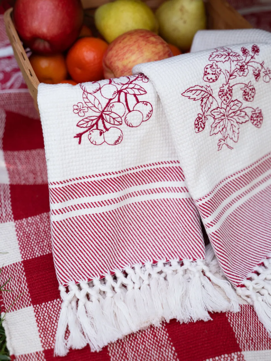 Cherry & Strawberry Tea Towel Set of 2 - Red