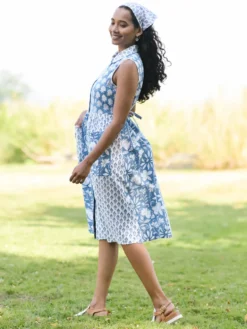 Cloud Sky Patchwork Dress - Blue