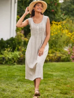 Coastal Stripe Dress - Navy