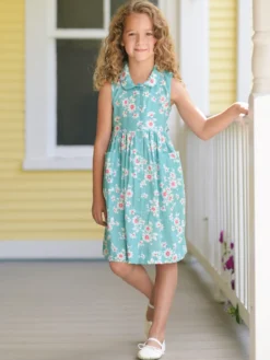 Daisy Kids Dress - Aqua