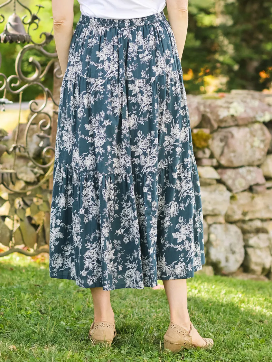 Dancing Rose Skirt - Dark Teal
