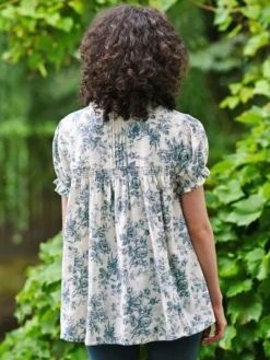 Dancing Rose Smock Blouse - Ecru