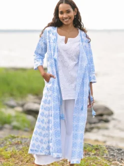 Darjeeling Wrap Jacket - White Indigo