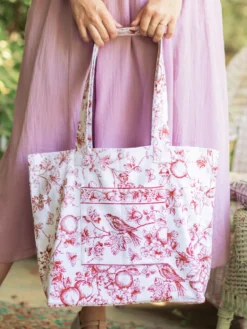 Delicate Blossom Market Bag - Red