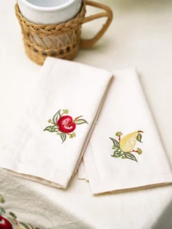 Delicious Embroidered Napkin Set of 2 - Ecru