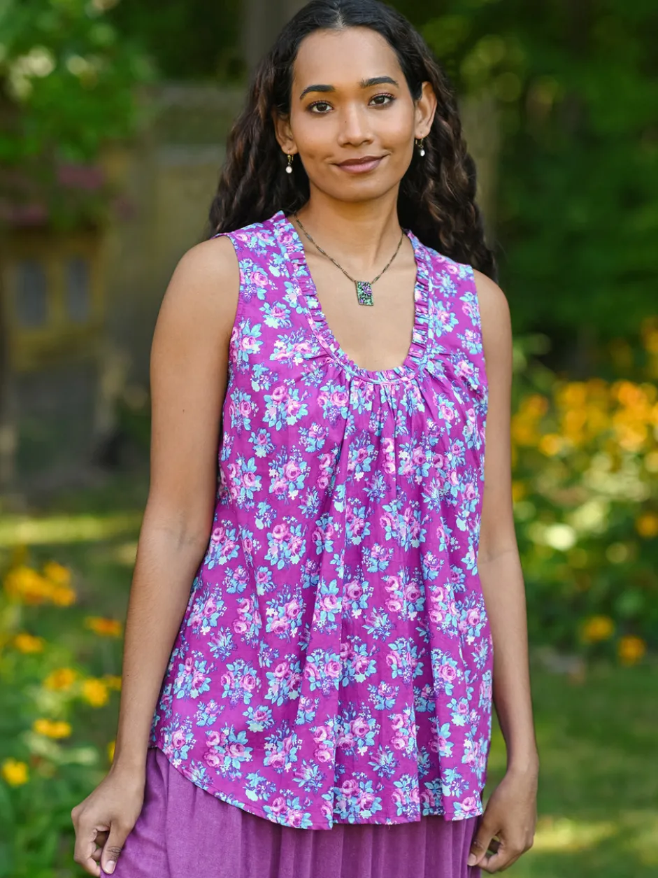 Elizabeth's Garden Blouse - Purple Orchid