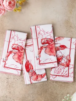 Feeling Crabby Luncheon Napkin Set of 4 - White Red