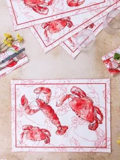 Feeling Crabby Placemat Set of 4 - White Red