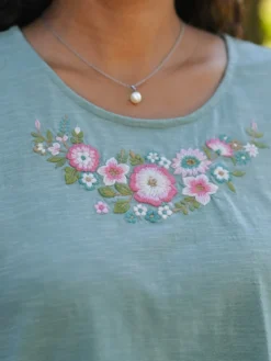 Floral Whimsy T-Shirt - Soft Teal