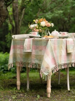 Georgia Plaid Tablecloth - Pink Sage
