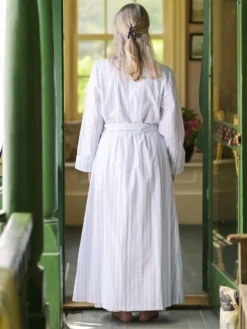 Hampton Stripe Dressing Gown - White Blue