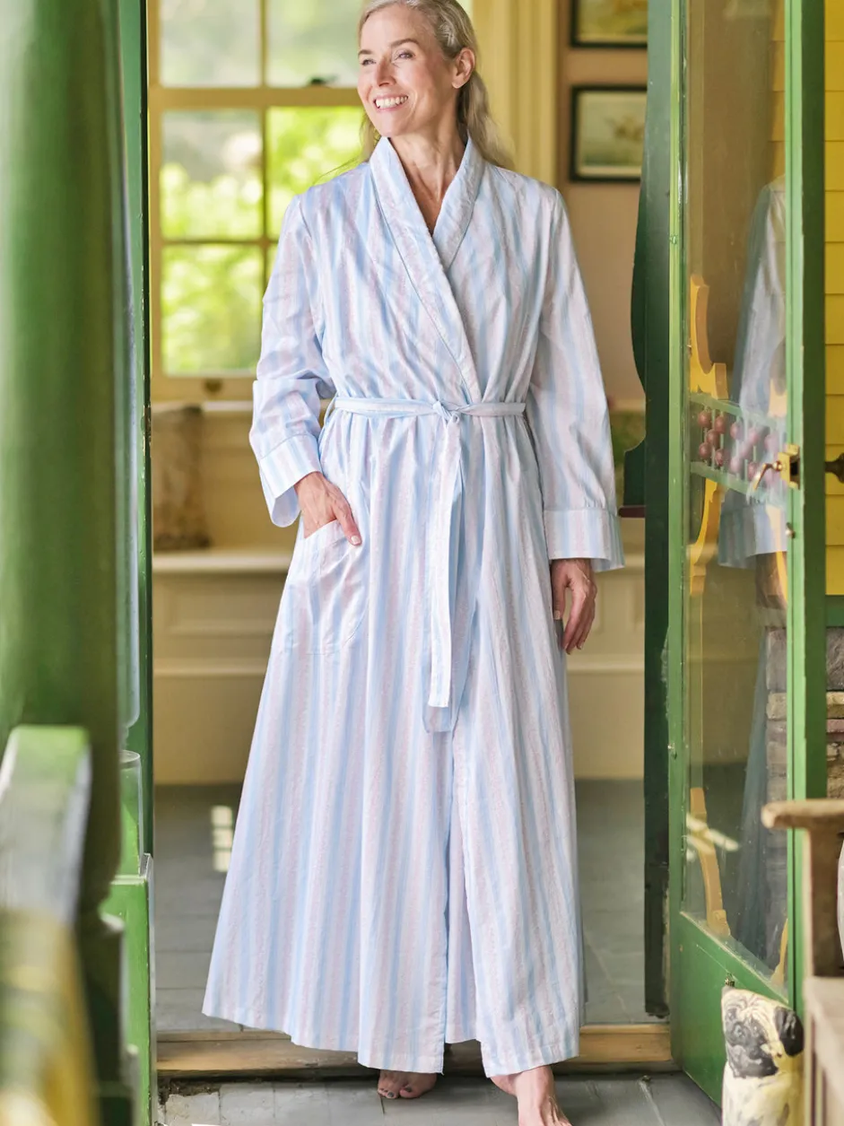 Hampton Stripe Dressing Gown - White Blue