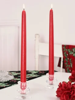 Hand Dipped Candles Set of 4 - Sweetheart Red